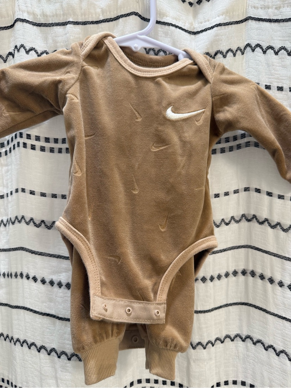 Nike Long-Sleeve One-Piece Bodysuit and Pants in Tan